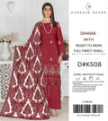 Dhanak 3-piece suit with heavy embroidery dupatta Shirt embroidery