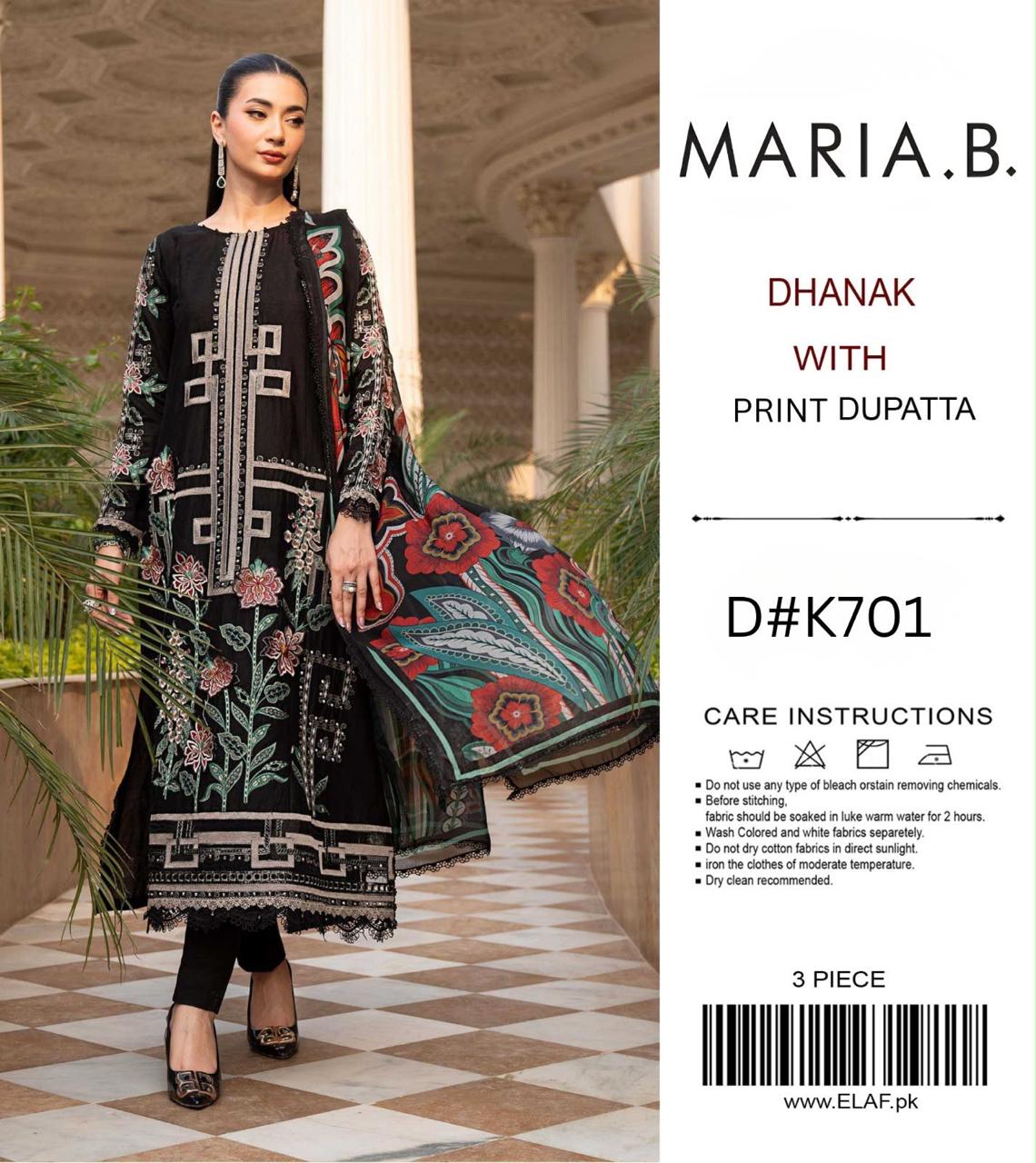 Dhanak 3-piece suit with print dupatta Shirt embroidery